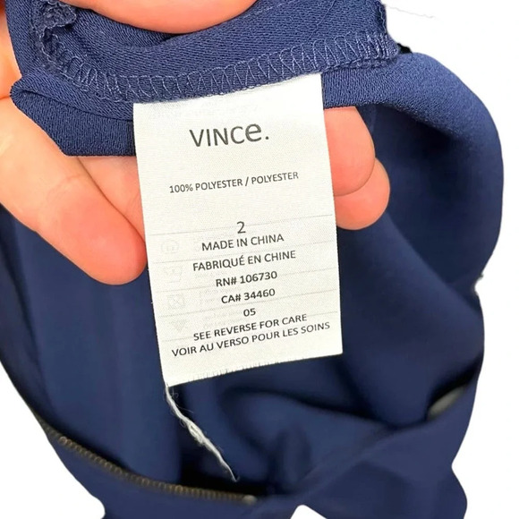 VINCE Navy Blue Zip Front Short Sleeve‎ Jumpsuit Size 2 - Picture 7 of 8
